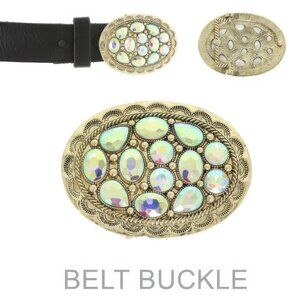Western Jeweled Oval Belt Buckle